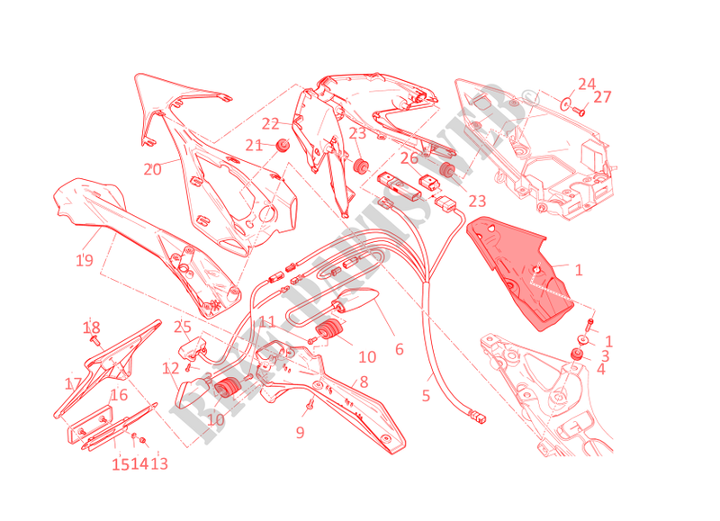 KENNZEICHENHALTER RÜCKLICHT für Ducati 1199 Panigale 2014