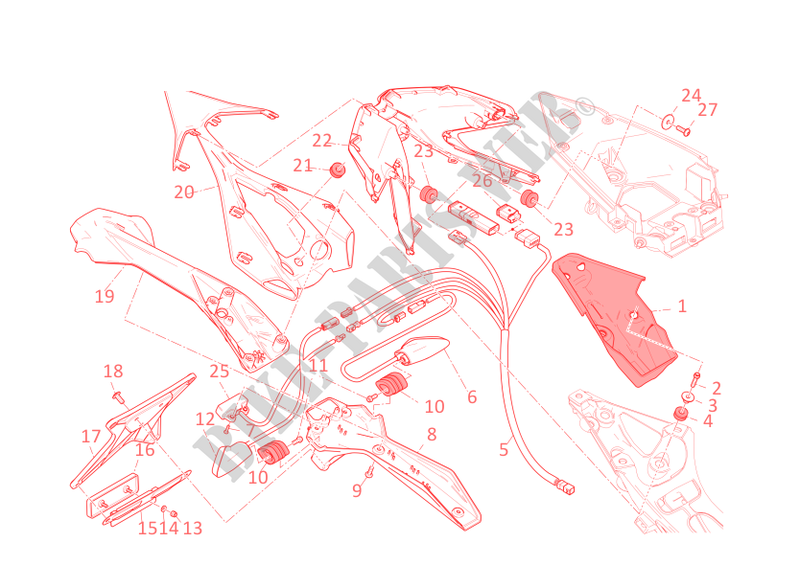 KENNZEICHENHALTER RÜCKLICHT für Ducati 1199 Panigale S 2012