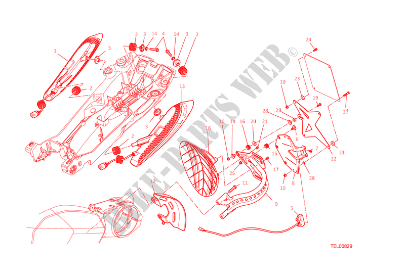 KENNZEICHENHALTER RÜCKLICHT für Ducati Diavel 1200 Carbon 2015