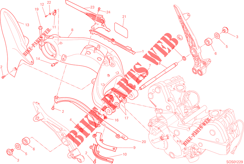 HINTERRADSCHWINGE für Ducati Hypermotard SP 2014