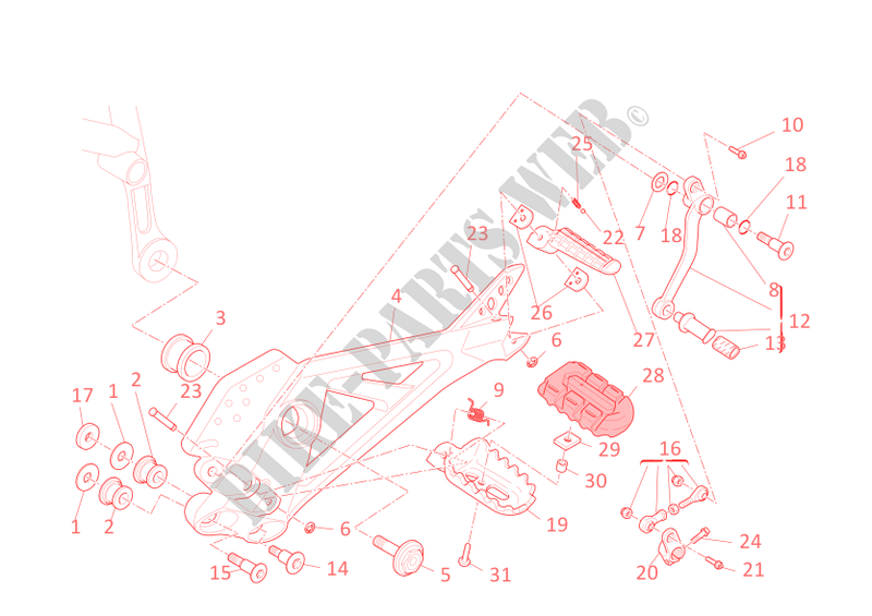 FUSSRASTEN, LINKE für Ducati Hypermotard 796 2011