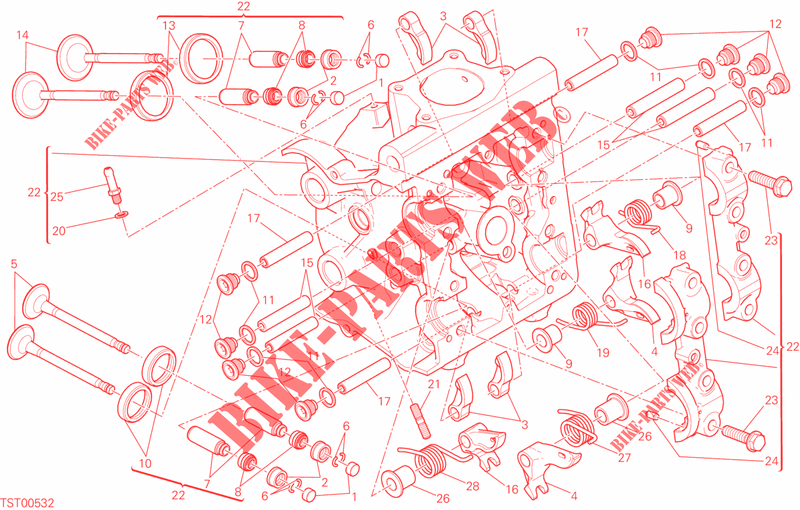 WAAGERECHT ZYLINDERKOPF für Ducati Monster 821 DARK 2015