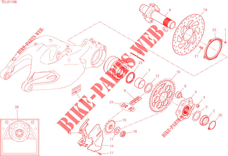 HINTERRADNABE für Ducati Multistrada 1260 ABS 2020