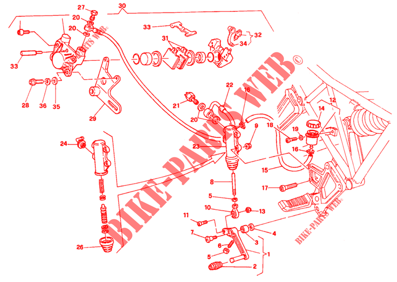 BREMSANLAGE HINTEN (F.M 001364) für Ducati 750 SS 1993