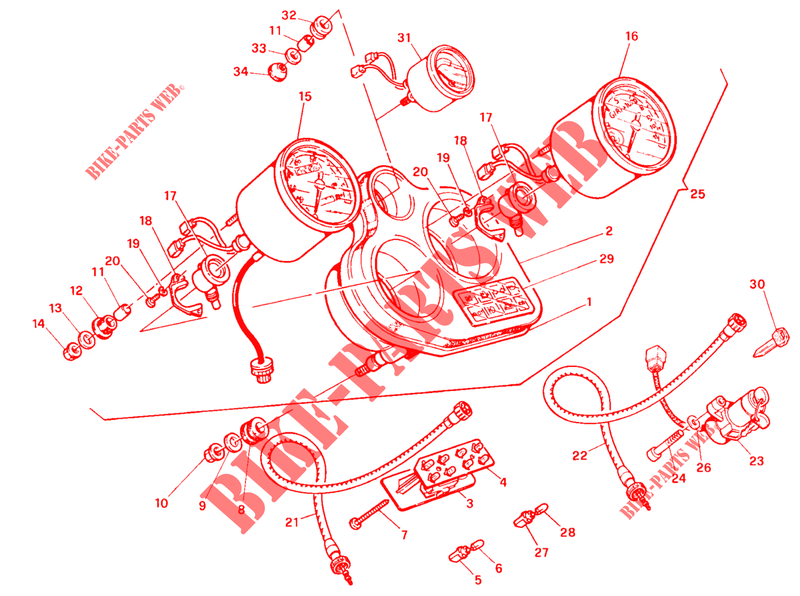 TACHO INSTRUMENTER (DM 016056>) für Ducati 900 SS 1994
