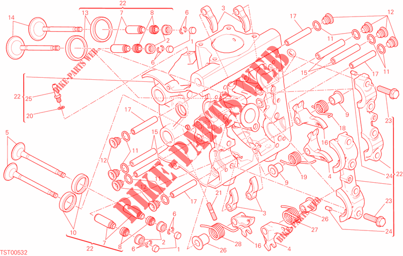 WAAGERECHT ZYLINDERKOPF für Ducati Monster 821 Stripes 2016