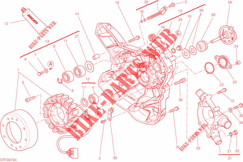 WASSERPUMPE   ALTERNATORDECKEL für Ducati Monster 821 Stripes 2016