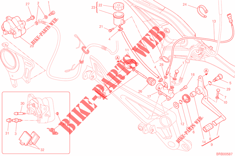 BREMSANLAGE HINTEN für Ducati Monster 796 ABS 2014