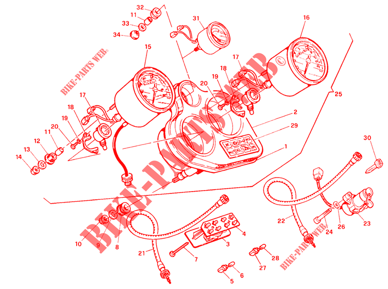 TACHO INSTRUMENTER (DM 016056>) für Ducati 900 SS 1997